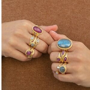 Anna Beck Gold and Purple Statement Rings